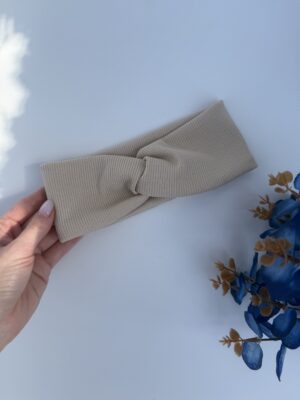 Пов'язка мілкий рубчик переплет (тюрбан) бежевий