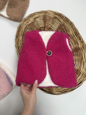 Жилетка тедді на один гудзик малинова