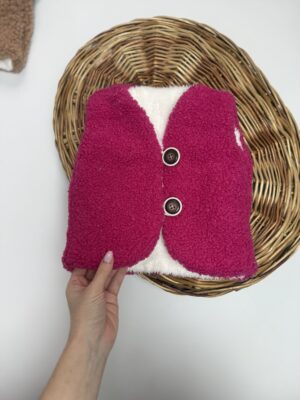 Жилетка тедді на два гудзика малинова