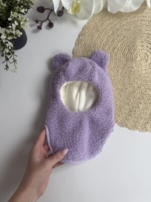 Шапка шолом тедді медведик лавандова