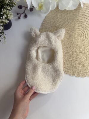 Шапка шолом тедді лисичка молочна