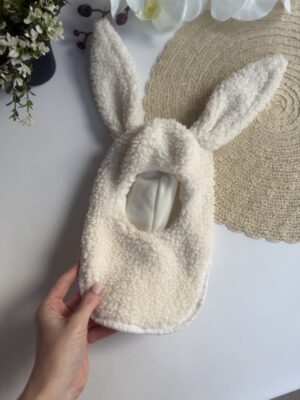 Шапка шолом тедді зайчик молочний