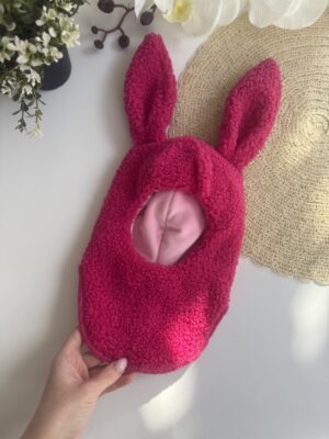 Шапка шолом тедді зайчик малинова