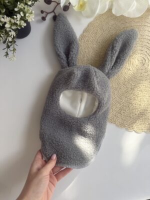 Шапка шолом тедді зайчик сірий