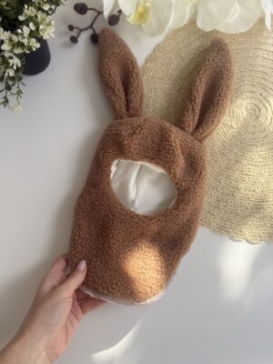 Шапка шолом тедді зайчик мокко