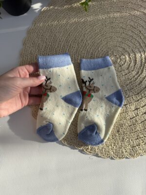 10-14 см носочки з оленем блакитні махрові