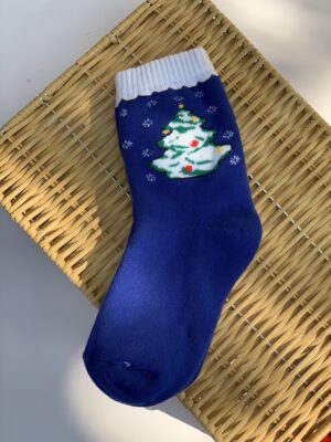 30/33 носочки махра сині з ялинкою