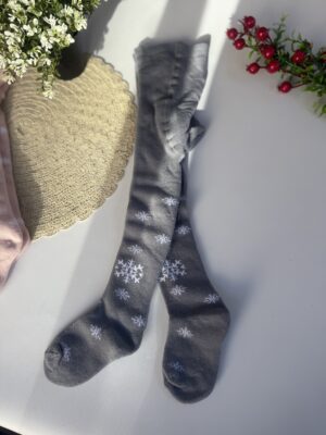 Колготки махрові сірі із сніжинкою 74/86
