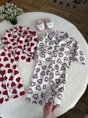 Костюм піжама фліс рожеві сердечка