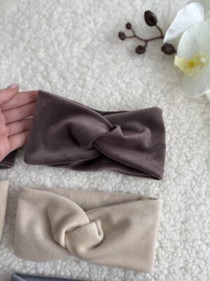 Пов'язка оксамитова переплет (тюрбан) коричнева