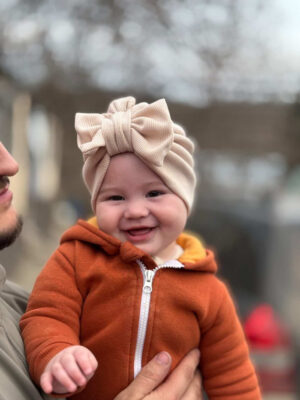 Чалма з бантиком двошарова беж