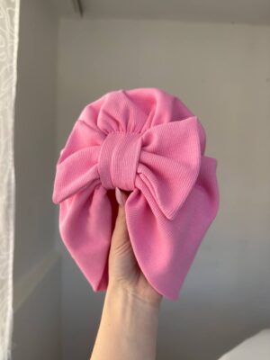 Чалма з бантиком двошарова рожева