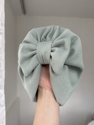 Чалма з бантиком двошарова фісташка + бант фісташка