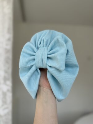 Чалма з бантиком двошарова блакитна