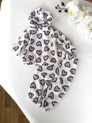 Костюм фліс лавандове сердечко