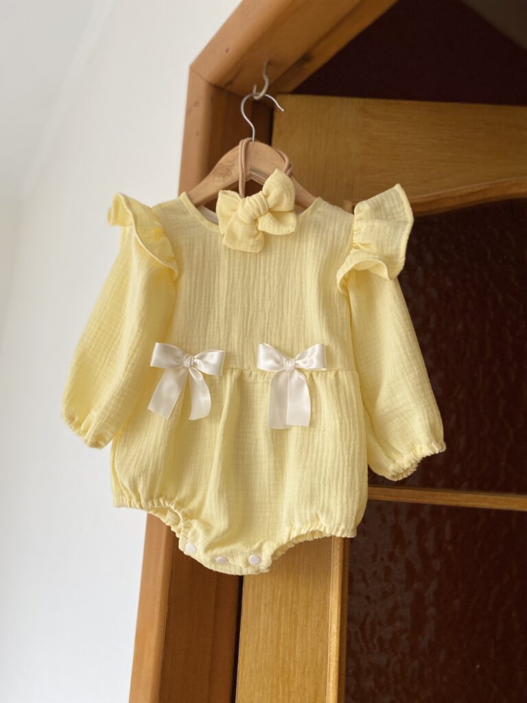 Боді з мусліну “Бантик” + повязочка рожевий колір