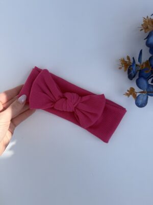 Повязочка в рубчик малина з бантиком