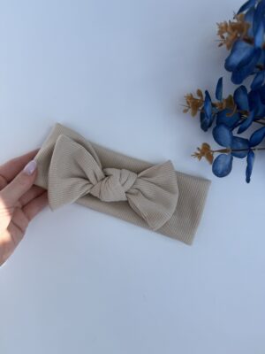 Повязочка в рубчик беж з бантиком