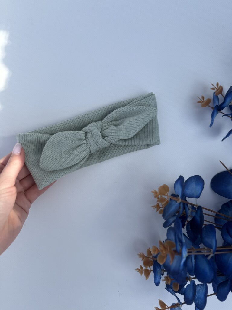 Повязочка в рубчик фісташка з солошкою